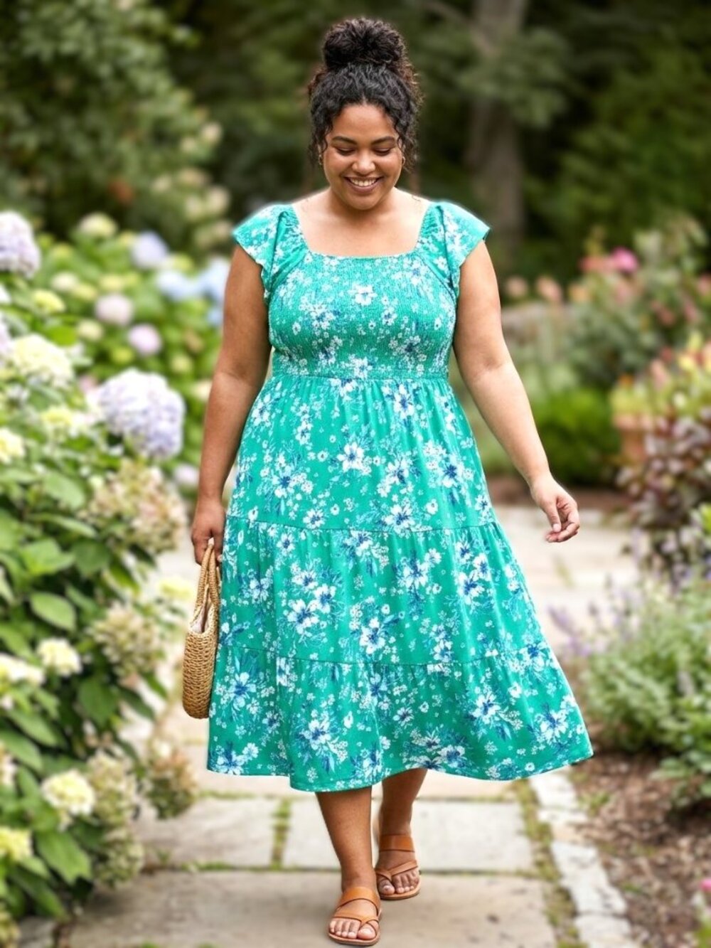 D&CO. Heritage Floral Smocked Sundress. Plus Size 1X